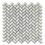 Oriental White / Asian Statuary Marble Honed Mini Herringbone Mosaic Tile-Marble Mosaic-American Tile Depot