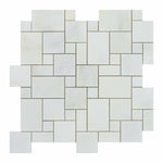 Oriental White / Asian Statuary Marble Honed Mini Versailles Mosaic Tile-Marble Mosaic-American Tile Depot