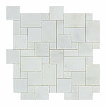 Oriental White / Asian Statuary Marble Honed Mini Versailles Mosaic Tile-Marble Mosaic-American Tile Depot