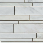 Oriental White / Asian Statuary Marble Honed Random Strip Mosaic Tile-Marble Mosaic-American Tile Depot