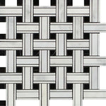 Oriental White / Asian Statuary Marble Honed Triple Weave Mosaic Tile w / Black Dots-Marble Mosaic-American Tile Depot