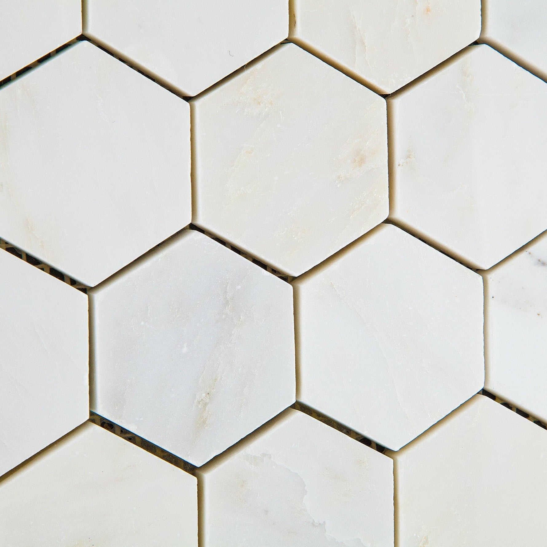 Oriental White / Asian Statuary Marble Polished 2" Hexagon Mosaic Tile-Marble Mosaic-American Tile Depot