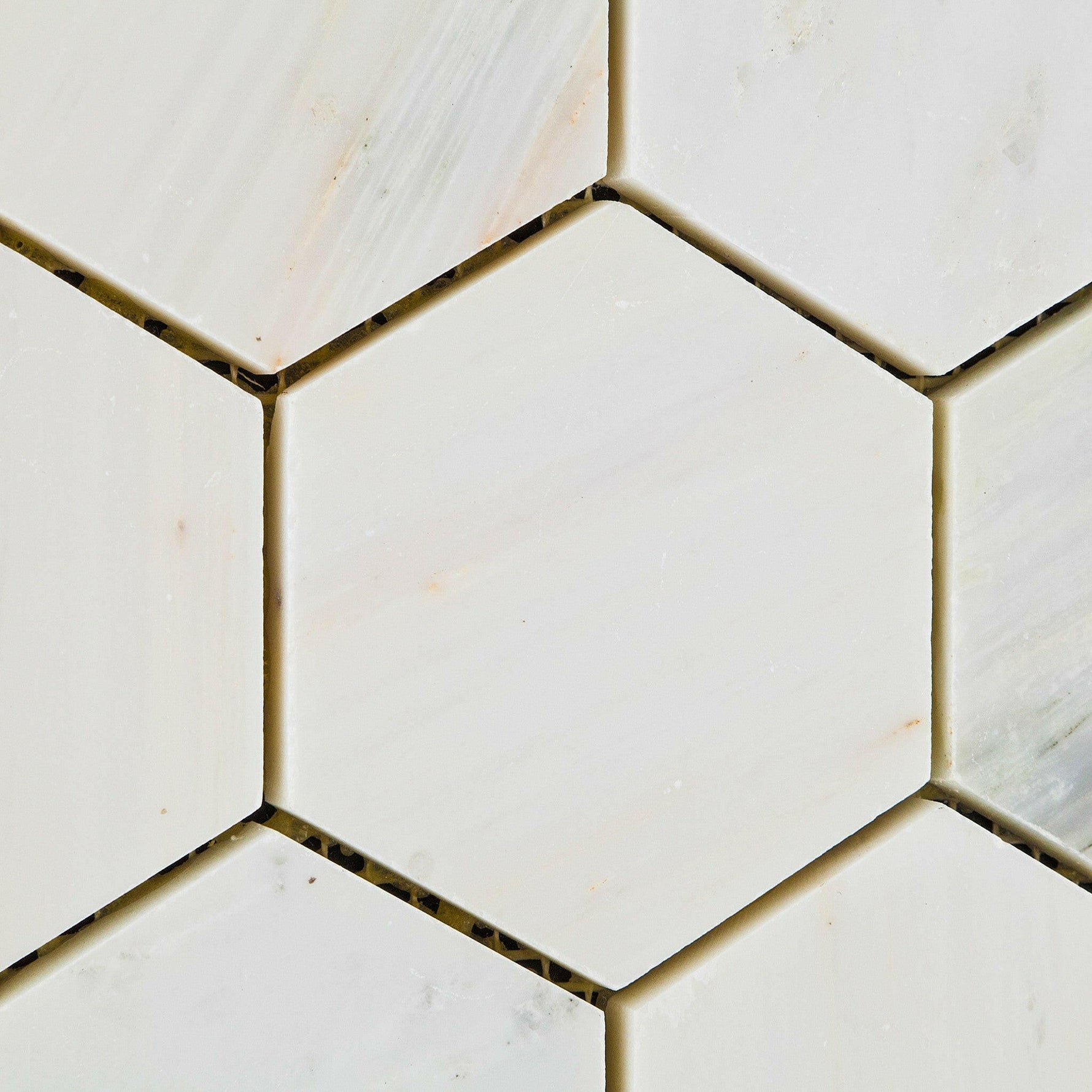 Oriental White / Asian Statuary Marble Polished 3" Hexagon Mosaic Tile-Marble Mosaic-American Tile Depot