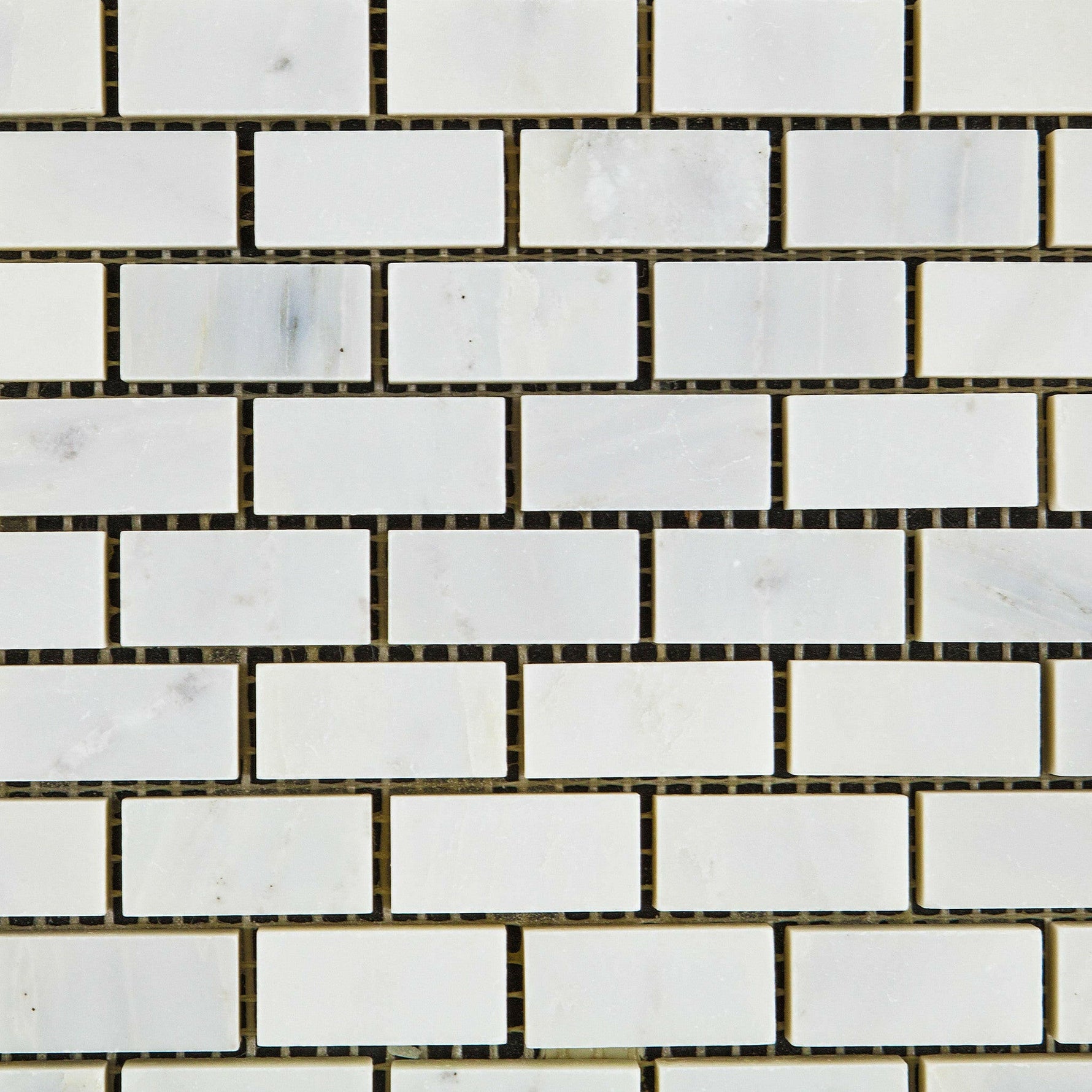 Oriental White / Asian Statuary Marble Polished Baby Brick Mosaic Tile-Marble Mosaic-American Tile Depot