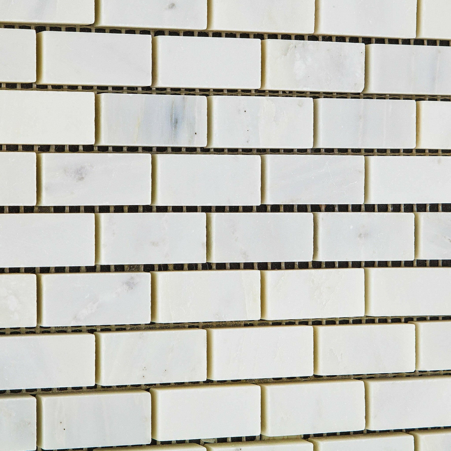 Oriental White / Asian Statuary Marble Polished Baby Brick Mosaic Tile-Marble Mosaic-American Tile Depot