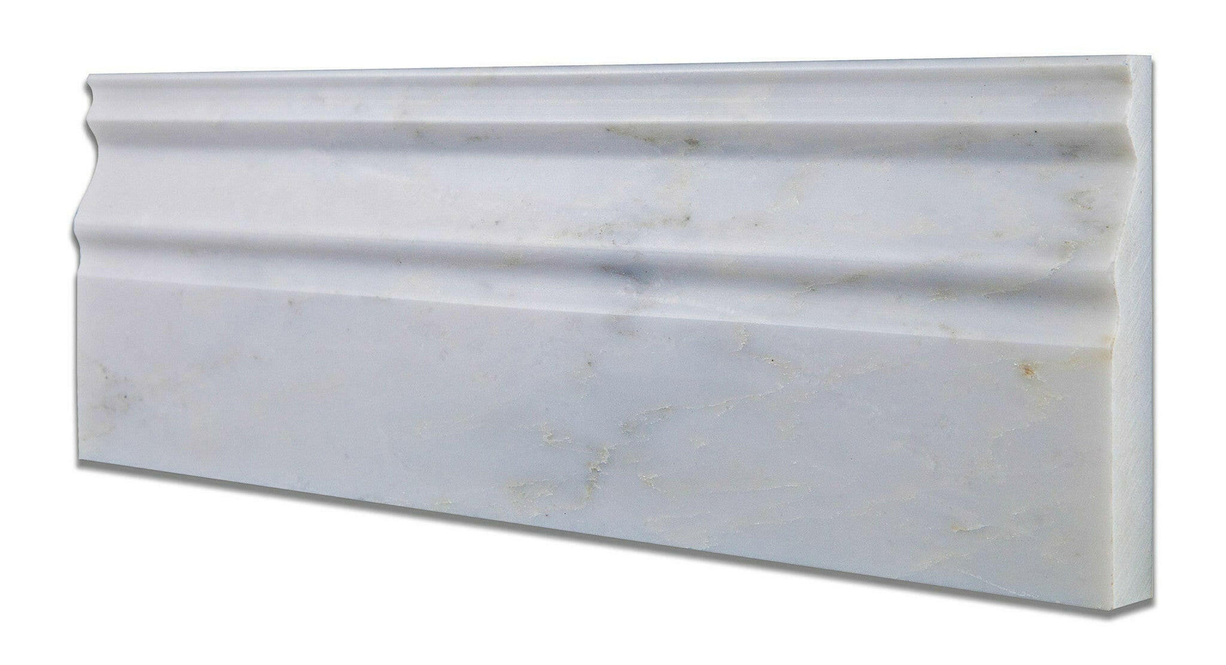 Oriental White / Asian Statuary Marble Polished Baseboard Trim Molding-Marble Molding/Trim-American Tile Depot