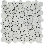 Oriental White / Asian Statuary Marble Polished Bubbles Mosaic Tile-Marble Mosaic-American Tile Depot