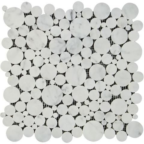 Oriental White / Asian Statuary Marble Polished Bubbles Mosaic Tile-Marble Mosaic-American Tile Depot