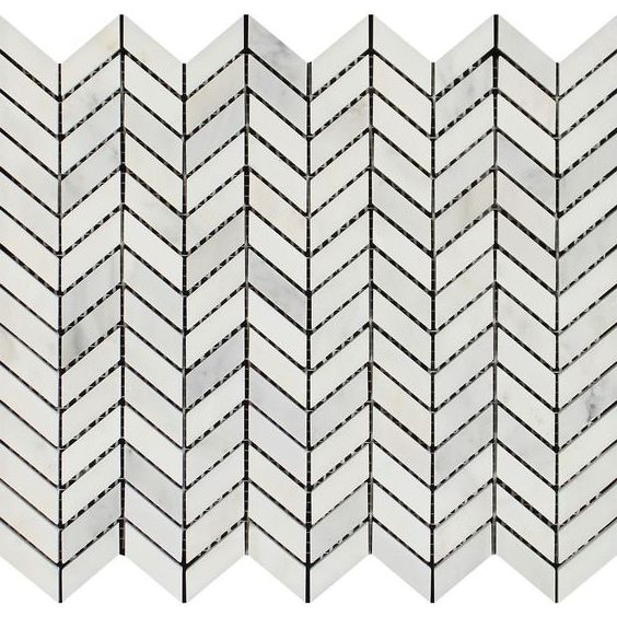 Oriental White / Asian Statuary Marble Polished Mini Chevron Mosaic Tile-Marble Mosaic-American Tile Depot