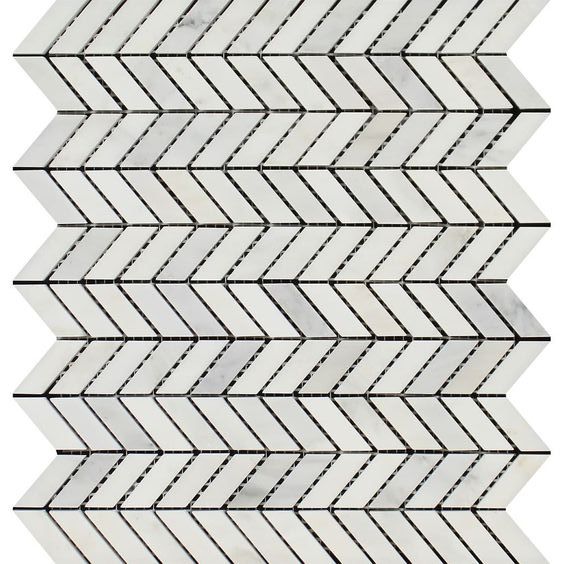 Oriental White / Asian Statuary Marble Polished Mini Chevron Mosaic Tile-Marble Mosaic-American Tile Depot