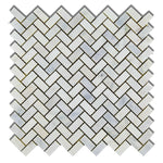 Oriental White / Asian Statuary Marble Polished Mini Herringbone Mosaic Tile-Marble Mosaic-American Tile Depot