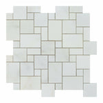 Oriental White / Asian Statuary Marble Polished Mini Versailles Mosaic Tile-Marble Mosaic-American Tile Depot