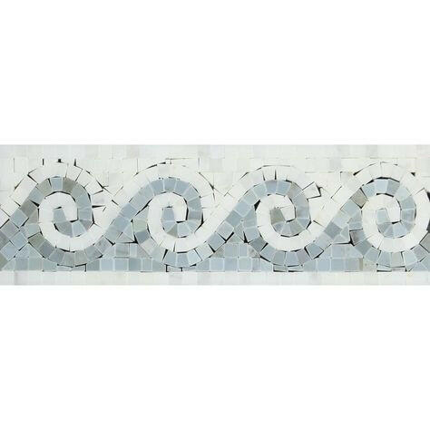 Oriental White Marble Honed Wave Border w / Blue-Gray Dots-Marble Border-American Tile Depot