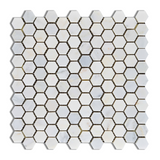 Oriental White / Asian Statuary Marble Honed 1" Mini Hexagon Mosaic Tile