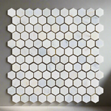 Oriental White / Asian Statuary Marble Honed 1" Mini Hexagon Mosaic Tile