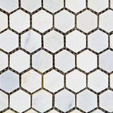 Oriental White / Asian Statuary Marble Polished 1" Mini Hexagon Mosaic Tile