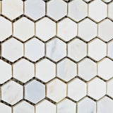 Oriental White / Asian Statuary Marble Honed 1" Mini Hexagon Mosaic Tile