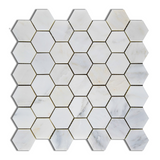 Oriental White / Asian Statuary Marble Honed 2" Hexagon Mosaic Tile