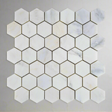 Oriental White / Asian Statuary Marble Honed 2" Hexagon Mosaic Tile