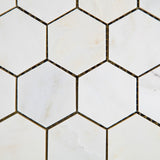 Oriental White / Asian Statuary Marble Honed 2" Hexagon Mosaic Tile