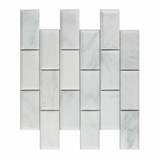 2 X 4 Oriental White / Asian Statuary Marble Polished & Beveled Brick Mosaic Tile