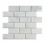 2 X 4 Oriental White / Asian Statuary Marble Polished & Beveled Brick Mosaic Tile