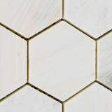 Oriental White / Asian Statuary Marble Polished 3" Hexagon Mosaic Tile