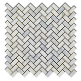 Oriental White / Asian Statuary Marble Polished Mini Herringbone Mosaic Tile