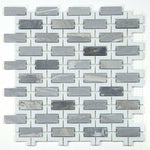 Parisienne Blue Polished Brick Marble Mosaic Tile-Marble Mosaic-American Tile Depot