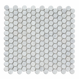 Carrara White Marble Polished Penny Round Mosaic Tile