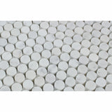 Carrara White Marble Polished Penny Round Mosaic Tile