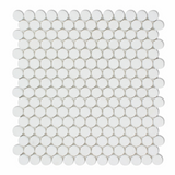 Thassos White Marble Honed Penny Round Mosaic Tile