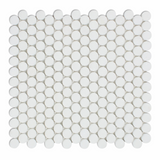 Thassos White Marble Honed Penny Round Mosaic Tile