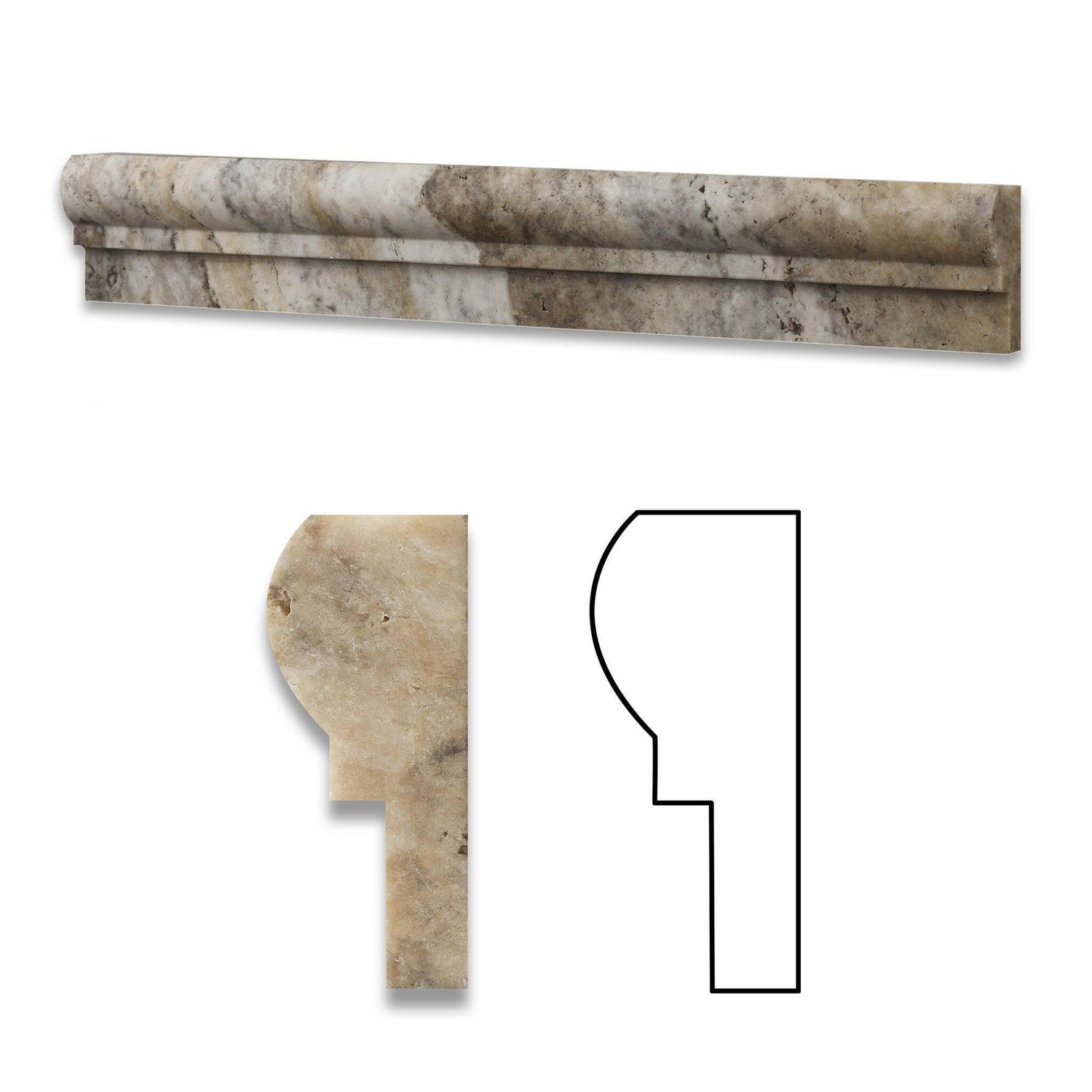 Philadelphia Travertine Honed OG-1 Chair Rail Molding Trim-Travertine Molding/Trim-American Tile Depot