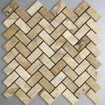 Philadelphia Travertine Tumbled 1 x 2 Herringbone Mosaic Tile-Travertine Mosaic-American Tile Depot