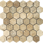 Philadelphia Travertine Tumbled 2'' Hexagon Mosaic Tile-Travertine Mosaic-American Tile Depot