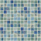 Phoenix Jasper Forest Blue Polished Square Glass Mosaic Tile