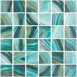 Phoenix Jasper Teal Polished Square Glass Mosaic Tile-Recycled Glass Mosaic-American Tile Depot