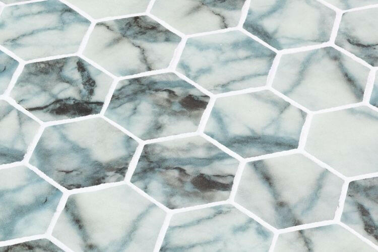 Phoenix Marbling Azul Hexagon Glass Mosaic Tile-Recycled Glass Mosaic-American Tile Depot