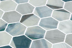 Phoenix Marbling Grey Hexagon Glass Mosaic Tile-Recycled Glass Mosaic-American Tile Depot