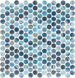 Phoenix Penny Blue Polished Circular Glass Mosaic Tile-Recycled Glass Mosaic-American Tile Depot