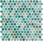 Phoenix Penny Green Polished Circular Glass Mosaic Tile-Recycled Glass Mosaic-American Tile Depot