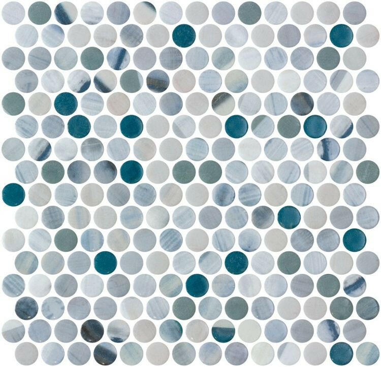 Phoenix Penny Grey Circular Glass Mosaic Tile-Recycled Glass Mosaic-American Tile Depot