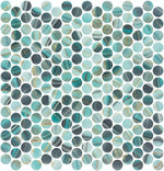 Phoenix Penny Teal Polished Circular Glass Mosaic Tile-Recycled Glass Mosaic-American Tile Depot