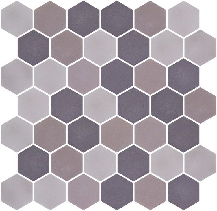 Phoenix Stoneglass Mixed Grey Matte Hexagon Glass Mosaic Tile-Recycled Glass Mosaic-American Tile Depot