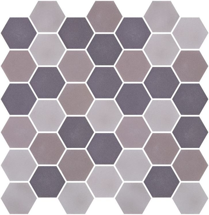 Phoenix Stoneglass Mixed Grey Matte Hexagon Glass Mosaic Tile-Recycled Glass Mosaic-American Tile Depot