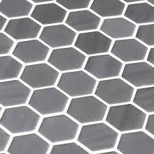 Phoenix Stoneglass XL Grey Matte Hexagon Glass Mosaic Tile-Recycled Glass Mosaic-American Tile Depot