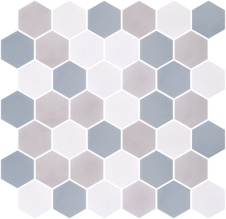 Phoenix Stoneglass XL Sky Matte Hexagon Glass Mosaic Tile-Recycled Glass Mosaic-American Tile Depot