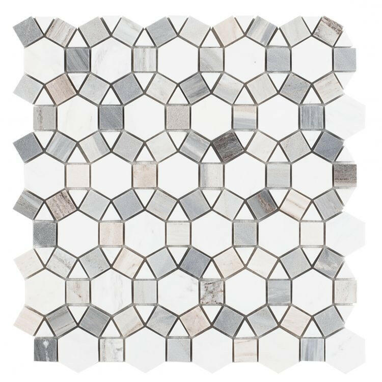 Planet Blue Polished Circular Marble Mosaic Tile-Marble Mosaic-American Tile Depot