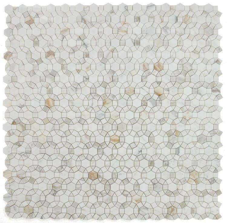 Planet Calacatta Honed Circular Marble Mosaic Tile-Marble Mosaic-American Tile Depot